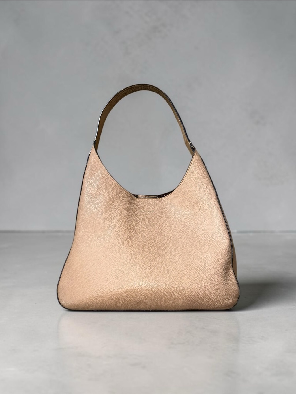 Kate Spade New York Pebbled Leather Shoulder Bag Zipper Pouch Insert Blush Beige